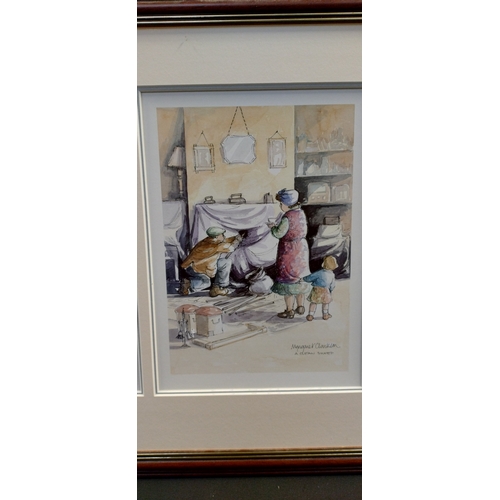 182 - Limited edition Trio of prints by Margaret Clarkson, No 79/500 A Clean Sweep. Measures approx H 45 x... 