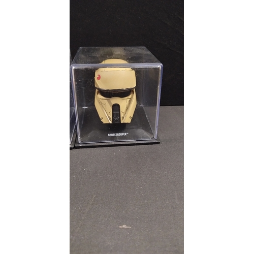 202 - 7 Collectable  Star Wars miniature helmets, Snow Trooper, Boushh, AT-ST Pilot and more