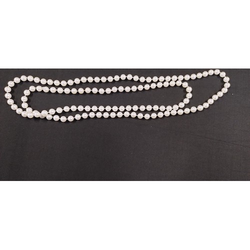 11 - Six faux pearl necklaces some with rhinestone clasps