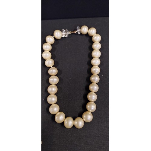 11 - Six faux pearl necklaces some with rhinestone clasps