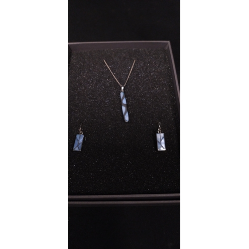 24 - 4 sets of necklaces and earrings with clear stones and a sterling silver and blue shell earrings and... 