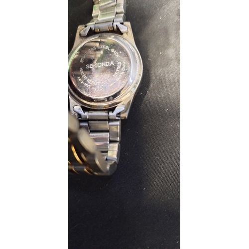 3 - Ladies two tone 50 M  Water Resistant with Date Window with crystal embellishments and mother of pea... 