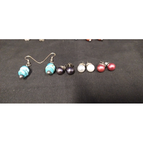 10 - 7 pairs of ladies earrings made from various semi precious stones and other materials