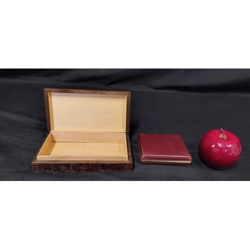 33 - Wooden trinket box and a vintage jewellery box with mirror