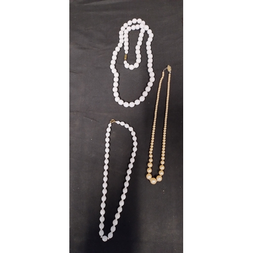 36 - 9 necklaces faux pearls and vintage white beads