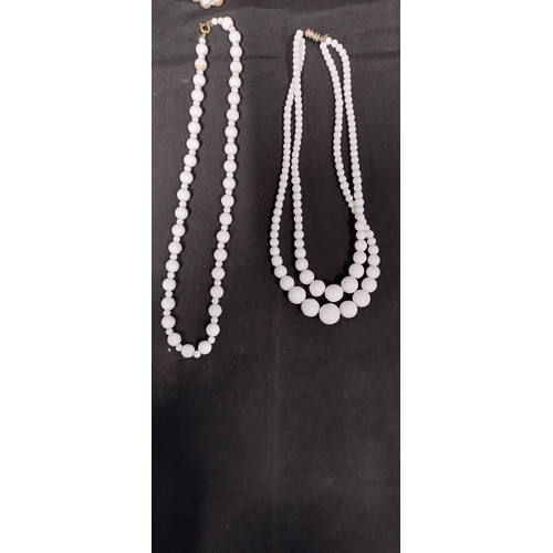 36 - 9 necklaces faux pearls and vintage white beads