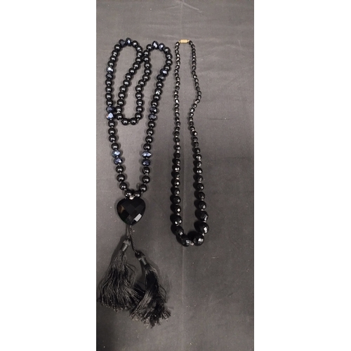 40 - Seven various styles black faceted bead necklaces