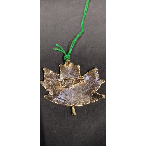 48 - Hand crafted Real Canadian Maple leaf brooch in original packaging