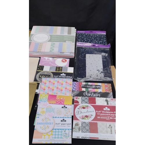 104 - Various crafting papers and cards, pearlescent, glitter, long paper and graph paper