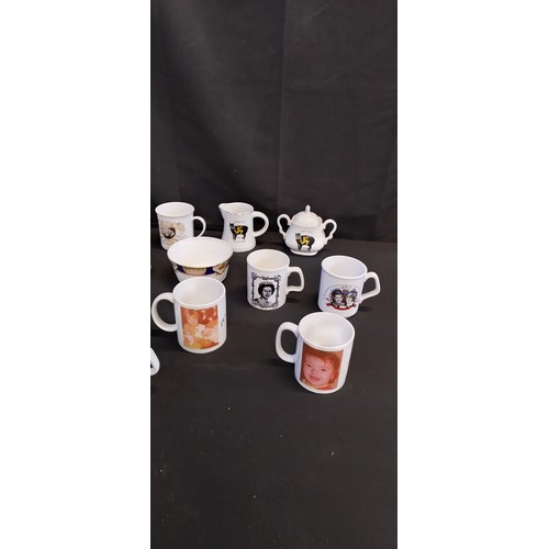 136 - Selection of Various cups, commemorative and decorated