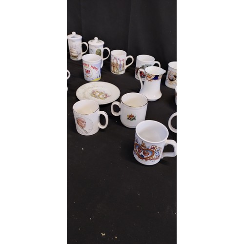 136 - Selection of Various cups, commemorative and decorated