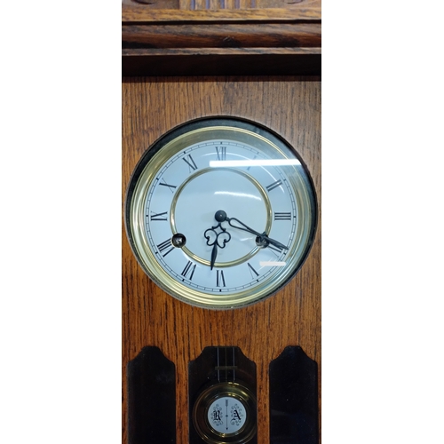 171 - Schenkenzell Edwin Jäger Germany wall clock in walnut case with enamel dial with Roman numerals and ... 