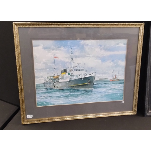 178 - Two items a wooden wall hanging quote and a picture of the Liverpool Pilot ship