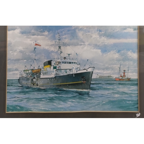 178 - Two items a wooden wall hanging quote and a picture of the Liverpool Pilot ship