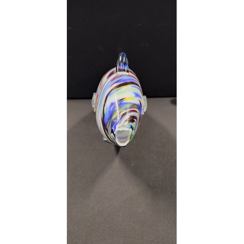 191 - Murano glass multi coloured fish. Measures approx H 14.5 x W 34 x D 6.5 cm