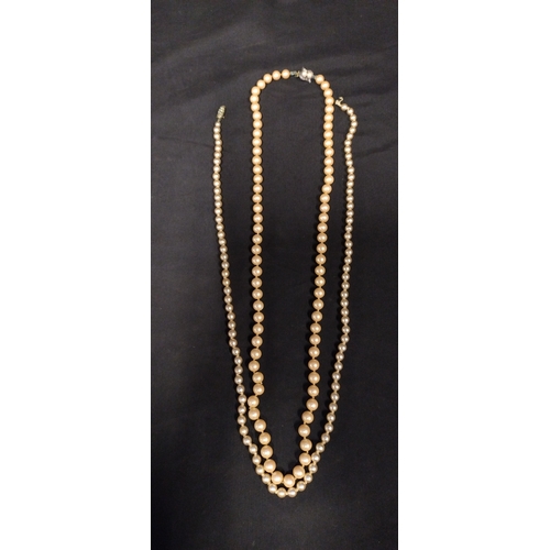 230 - 2 faux pearl necklaces and 3 brooches