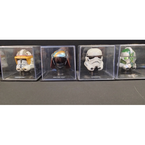 301 - 8 x collectable miniature Star Wars helmets, Stormtrooper, Commander Green, Sidon Ithand, and more