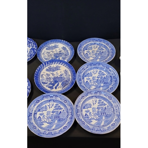 307 - Quantity of Blue and white plates, bowls and serving platters