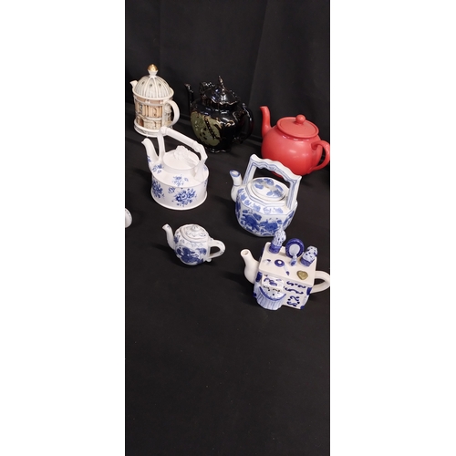 337 - Collection of 18 various teapots including vintage and blue and white