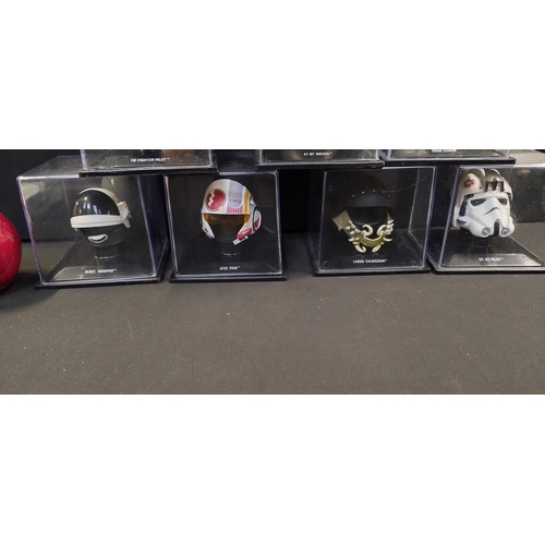 347 - 8 Miniature collectable Star wars helmets including Royal Guard, Rebel Trooper,Lando Calrissian and ... 