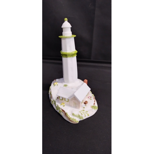 348 - Three Coalport collectable miniature cottages. The lighthouse,The Chantry Chapel of St.Mary's on The... 