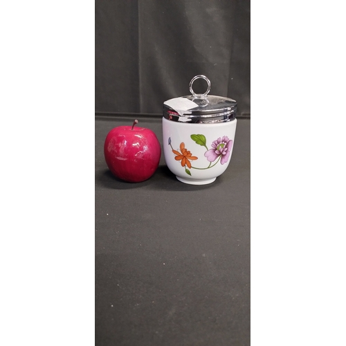 372 - Large Royal Worcester egg coddler with floral design