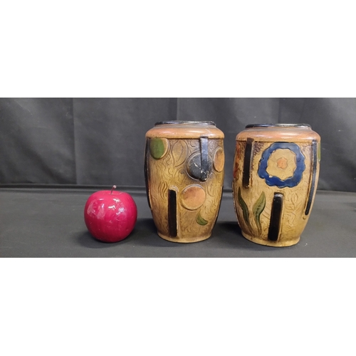 379 - Two stoneware vases with abstract design