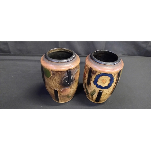 379 - Two stoneware vases with abstract design