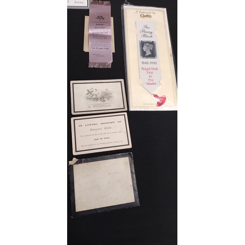 384 - Collection of funeral directors memorial service items and postcards