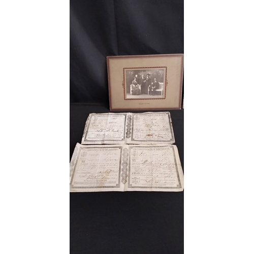 387 - Various vintage documents including the order of women freemasons. Photograph, discharge papers and ... 