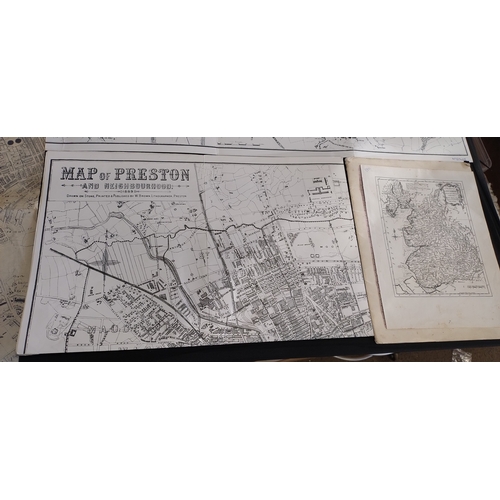 401 - Various vintage maps of Chorley and Preston along with street Directory of Penwortham, longton. Offi... 