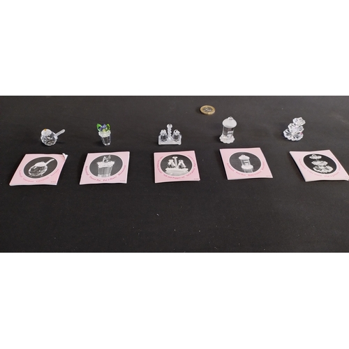 402 - 10 x Various Mayfair miniature crystal ornaments, Christmas tree, Clock,lamp, watering can, and othe... 