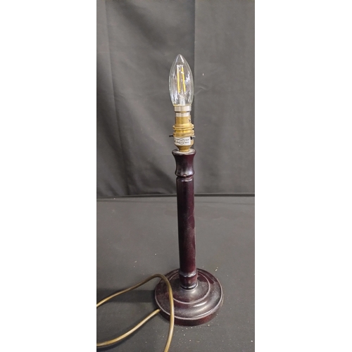 407 - Two lamps, chrome with independent on/ off switch. And a dark wood. Both tested for power