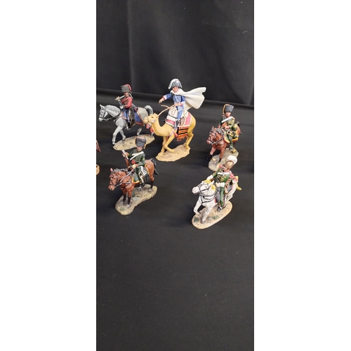 409 - Collection of 12 Delprado model figures. French Chevau,lancers. Officer French Camel Corps, officer ... 