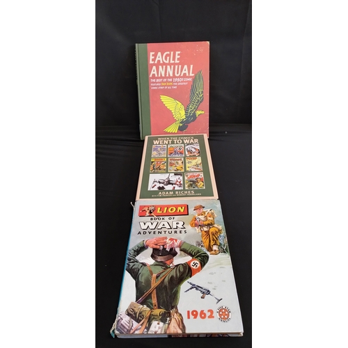 36 - 6 x vintage Eagle hardback books. when the comics went to war and Victor The best of Alf Tupper