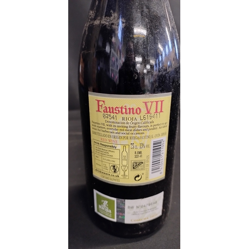 44 - Two bottles of unopened red wine. Rioja 2014  Faustino VII and a bottle of Weinbau-Weinkellerei Rhei... 