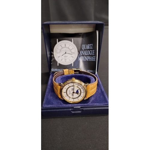 5 - Boxed Accurist analogue moonphase ladies watch with tan strap