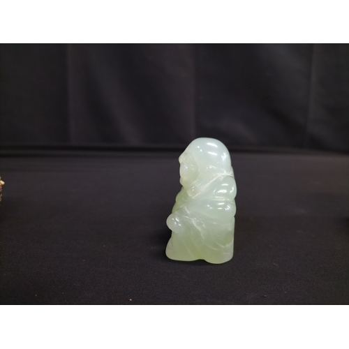 56 - Kaolinite Buddha and decorated resin elephant