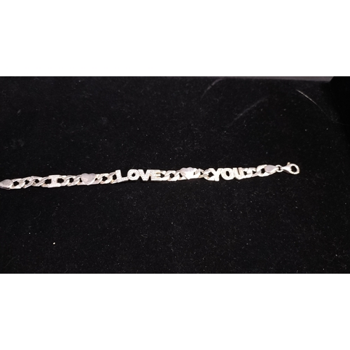 20 - Sterling silver I LOVE you curb link bracelet