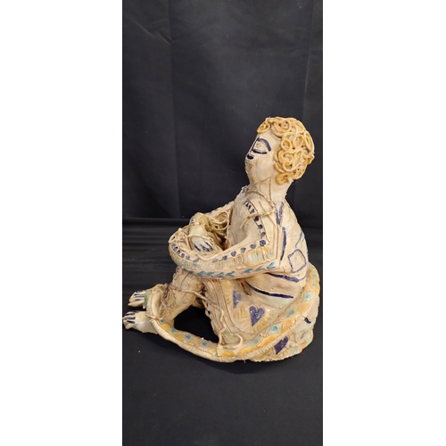 67 - One off Commissioned Hand made Art sculpture of a male in a seated pose. Measures approx H 27 x W 17... 