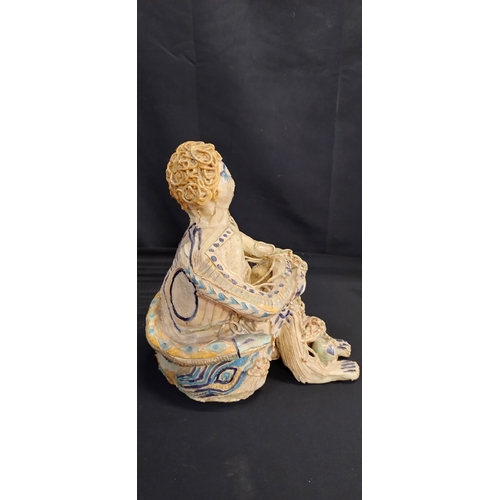 67 - One off Commissioned Hand made Art sculpture of a male in a seated pose. Measures approx H 27 x W 17... 