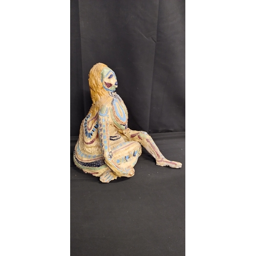 68 - One off Commissioned Hand made Art sculpture of a female in a seated pose. Measures approx H 29 x W ... 