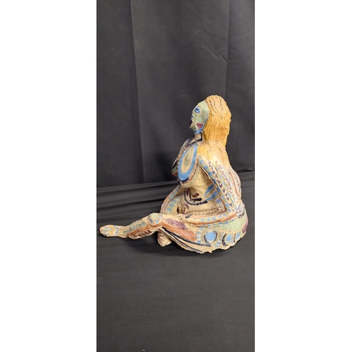 68 - One off Commissioned Hand made Art sculpture of a female in a seated pose. Measures approx H 29 x W ... 