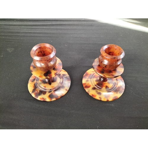 80 - 2 pairs of Vintage faux tortoise shell  candle holders