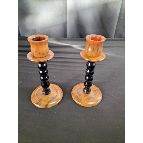 80 - 2 pairs of Vintage faux tortoise shell  candle holders