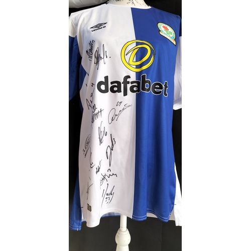 81 - Signed Blackburn Rovers 2017-2018 first team squad, with certificate of authenticity,club tie, lette... 