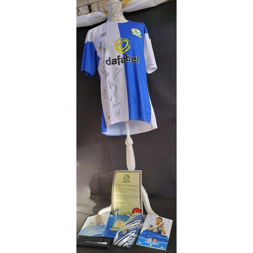 81 - Signed Blackburn Rovers 2017-2018 first team squad, with certificate of authenticity,club tie, lette... 