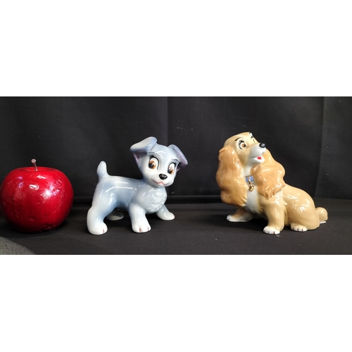 96 - 1960's Wade Blow up Disney's Lady and Scamp figurines