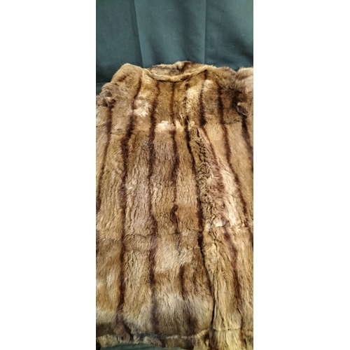 99 - Vintage Rabbit fur coat with loop fastening length approx 104 cm