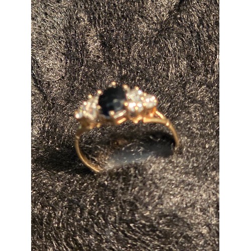 2 - 9ct gold ladies Sapphire ring  , size J. Weight approx 1.37g